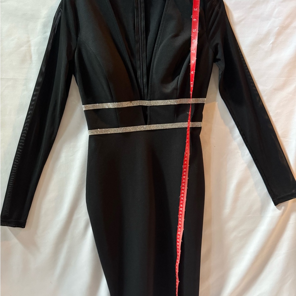 Entry Black and Silver Long Sleeve Bodycon Dress